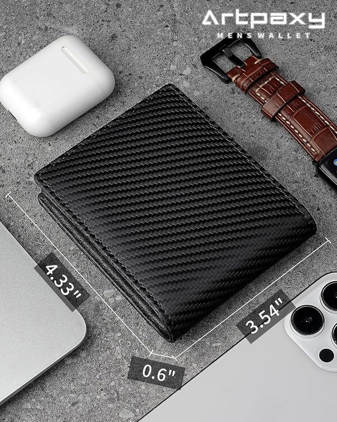 Mens Wallet Genuine Leather Bifold RFID Blocking Wallet