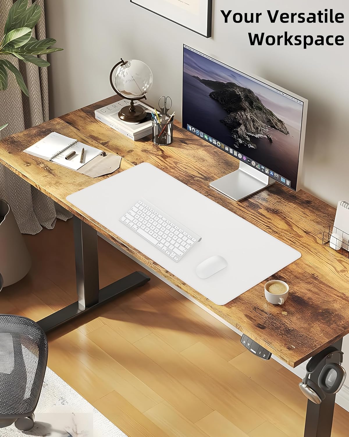 Desk Pad Mat - Leather Desk Pad Protector for Office and Home - Desk Organization and Accessories - Ideal for Large Mouse Pad and Desk Mats on Top of Desks(White,35.4" x 17")