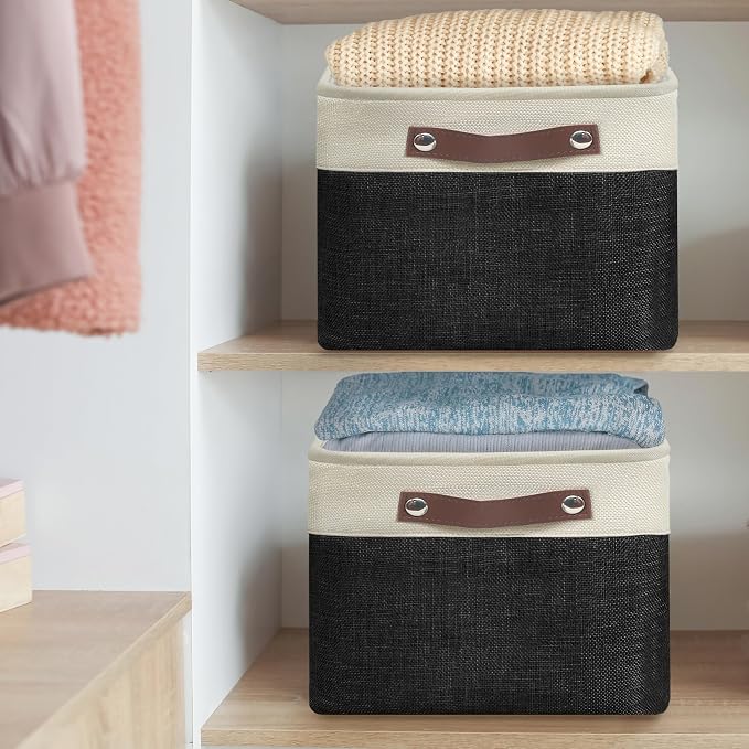 SIMPLE HOUSEWARE Large Fabric Storage Bin, 3 Pack