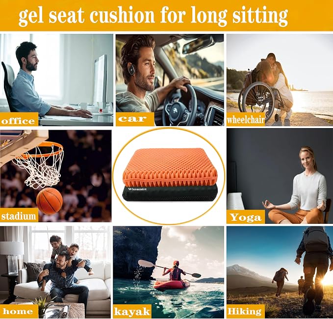 Plus Size Gel Seat Cushion for Long Sitting, Extra Large and Thick, Seat