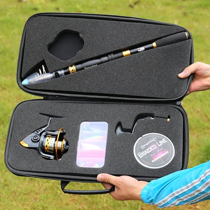 Sougayilang Fishing Rod Reel Combos Carbon Fiber Telescopic Fishing pole