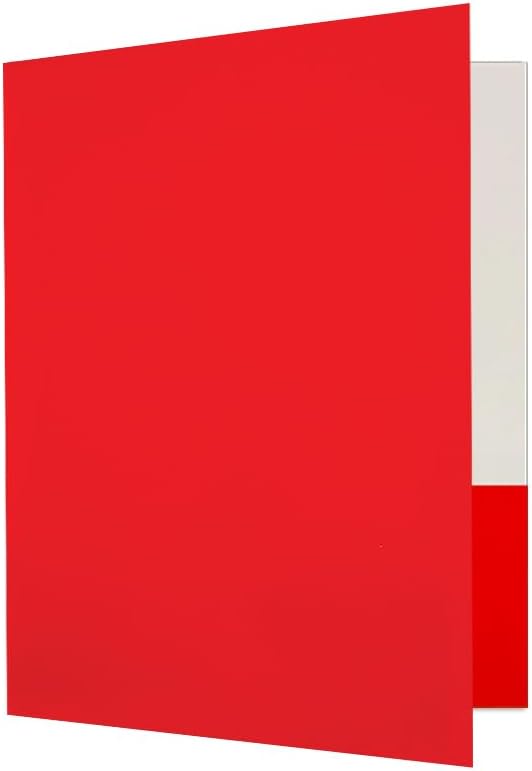 JAM PAPER Custom Printed Semi-Gloss Folders with Round Corner Pockets - Personalized Logo & Text - 12pt C1S - Red - 250/Pack