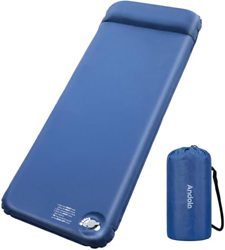 Self-Inflating Sleeping Pad for Camping, 3" Ultra-Thick Outdoor Camping Mat with Pillow & 9.5 R-Value, Insulated All-Season Foam Camping Mattress for Camping Travel Tent Car, Dark Blue