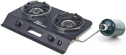 Coleman PEAK1 2-Burner Portable Camping Stove, Premium 20,000 BTUs Gas Stove with Adjustable Burners & Carry Case, Great for Camping, Tailgating, Grilling, BBQ, & More