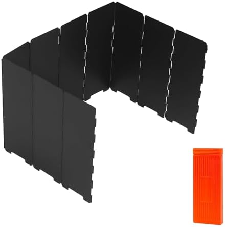 Black Camping Stove Windscreen,Lightweight Aluminum Outdoor Windshield Gas Stove Wind Screen for Camping, Wind Guard Glamping, Hiking, Picnic, Backpacking