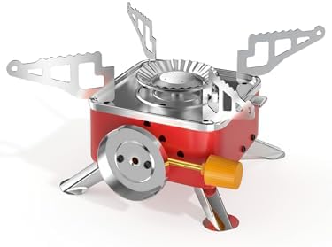 SYIPO Portable Camping Stove, Ultralight Backpacking Stove with Stable Support Wind-Resistance Camp Stove, Mini Outdoor Folding Metal Camping Gas Stove for Camping, Hiking, Cooking, ect.