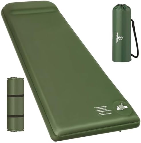Wevelel Memory Sleeping Pad, 3.1" Ultra-Thick Foam Sleeping Mats for Camping, Easy Inflate&Deflate,9.5 R-Value Insulated Camping Mattress Pad with Pillow, for Car Travel Tent