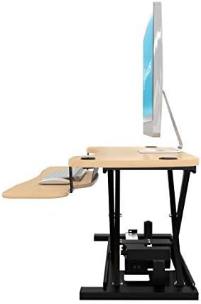 VERSADESK® PowerPro™ 48" Electric Desktop Riser, 48 Inch Sit to Stand Height Adjustable Desk Converter, Keyboard Tray, USB Charging Port, Holds 80 lbs, 48" x 24", Maple