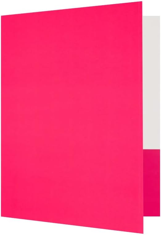 JAM PAPER Custom Printed Semi-Gloss Folders with Round Corner Pockets - Personalized Logo & Text - 10 pt C2S - Pink - 100/Pack