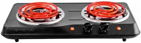 OVENTE Electric Double Burner, 1700W Coil Hot Plate, Black BGC102B