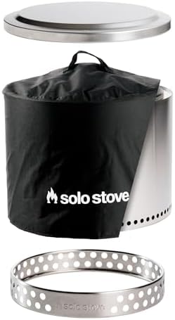 Solo Stove Bonfire Amazon Exclusive | Smokeless Fire Pit Bundle with Stand, Lid, Shelter & Ash Pan | Ideal for 4–6 People | Stainless Steel Wood Burning Camping Pit – 19.5" Wide, 34lbs