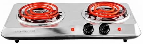 OVENTE Electric Double Burner, 1700W Coil Hot Plate, Silver BGC102S