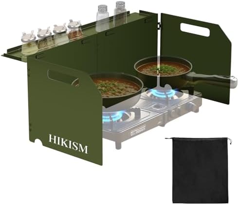 Camping Stove Windscreen, Lightweight Foldable Outdoor Wind Blocker Gas Stove Windshield Wind Screen Wind Guard for Camping Stove, Glamping, Navy Green