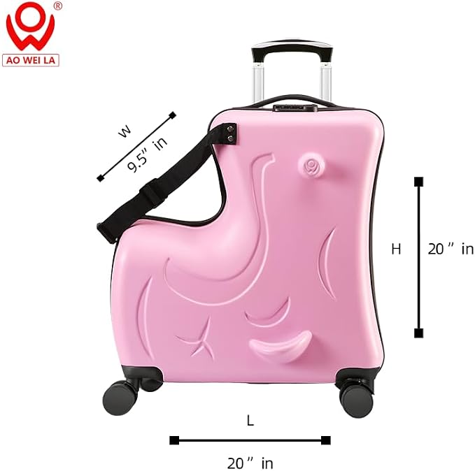N-A Kids Ride On Suitcase with Wheels, Scooter Luggage