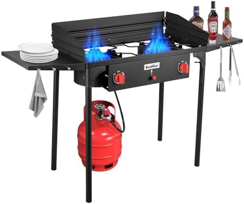 Bestfire 2 Burner Propane Stove, 150,000 BTU High Pressure Camping Burner