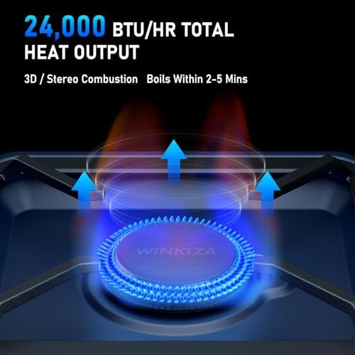304 Stainless 2 Burner Propane Camping Stove with Griddle,Portable Floding Propane Camp Stoves with 24000BTU,Compatible with Grill Pan,Kettles & Cookware