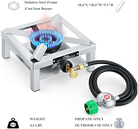 COOKAMP Propane Burner Angle Iron Camp Stove with CSA Listed Regulator and 4ft Hose (SS1200)