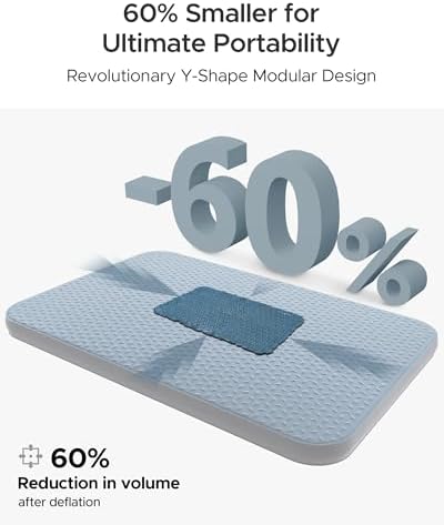 Acacia 4" Thick Self Inflating Sleeping Pad with Foam, Innovative Y-Shaped Telescopic Structure, Ultraportable Camping Air Mattress with Pump Sack, Easy Roll Up Sleep Bed for Travel Tent Car