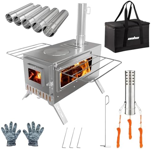 unho Stainless Hot Tent Stove Crack-Resistant Ceramic Glass Outdoor camping