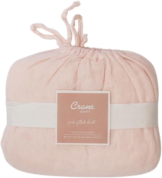 Crane Baby Cotton Sateen Fitted Sheet, Desert Rose, Soft Cotton Crib Sheets