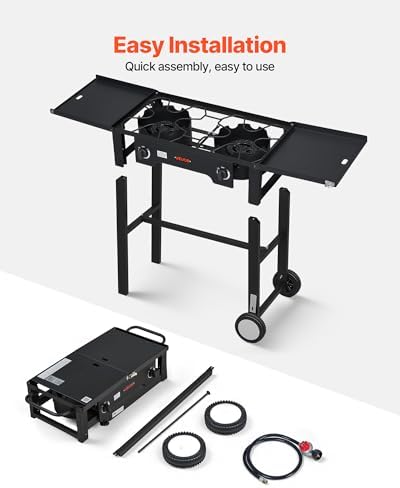VEVOR 2 Burner Outdoor Propane Gas Stove, Propane LPG Gas Camping Stove,