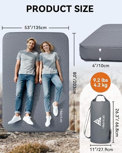 Hikenture 4" Thick Self Inflating Sleeping Pad, Foam & Air Camping Mattress