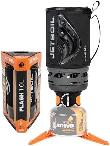 Jetboil Flash Portable Fast Boil Stove for Camping and Backpacking with 1-Step Auto Ignition, Propane/Isobutane Burner with Cooking Cup