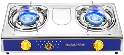 Vivicreate 2 Burner Propane Stove, [20000 BTU] Portable Camping Gas Cooktop with Auto Ignition, Stainless Steel Outdoor Cooker with Regulator & Hose for RV, Backyard, Camping and Emergency Use