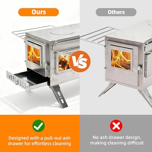 unho Stainless Hot Tent Stove Crack-Resistant Ceramic Glass Outdoor camping