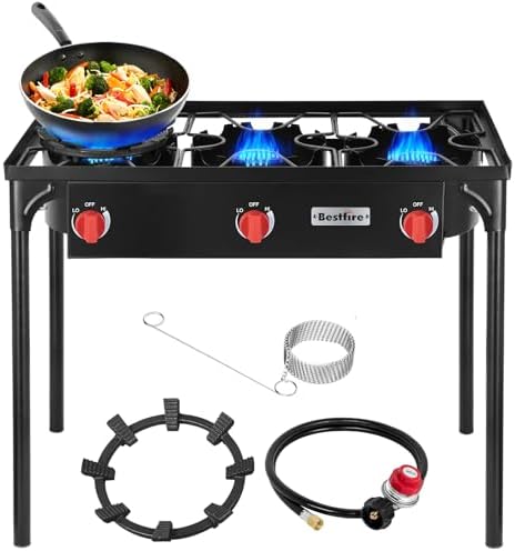 Bestfire 3 Burners Camping Stove for Cooking Outdoor, 225,000 BTU Propane