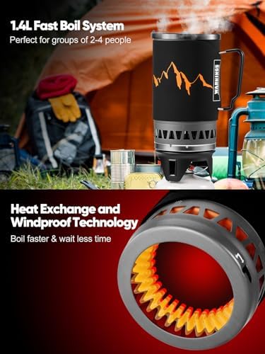 Odoland 1.4L Heat Exchanger Camping Stove Outdoor Camping Cookware