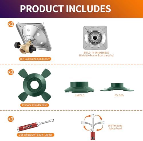 Propane Cylinder Top Stove with Adjustable Burner, 10000BTU Portable Camping/Backpacking Cooker,Camping Stove Propane,Single Burner Propane Stove with a USB Ligther,Camp Gas Stove(Fuel not included)