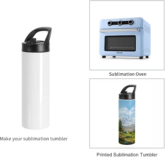 PYD Life 4 Pack Sublimation Tumblers Blanks Cups White 20 OZ Skinny Straight Sports Water Bottles Mugs with Portable Sippy Up Lid with Straw,for Tumbler Heat Press
