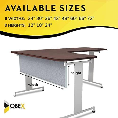OBEX Acoustic Table Mounted Modesty Desk Privacy & Sound Absorbing Panel for Office Cubicles, 12" x 60", Overcast