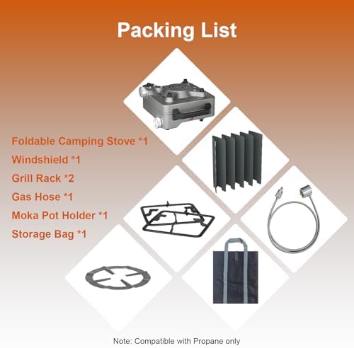 27000 BTUs 2 Burner Folding Camp Stove, Propane Gas Stove for Camping