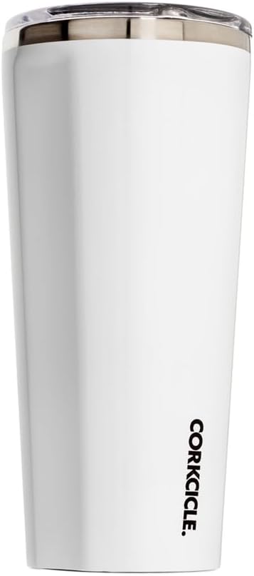 Corkcicle Classic Tumbler - Keeps Drinks Hot for 3 Hours - Triple-Insulated Stainless Steel - Cupholder Friendly - Holiday Mug Gift - Great for Gifting Warmth - 24 oz - Gloss White