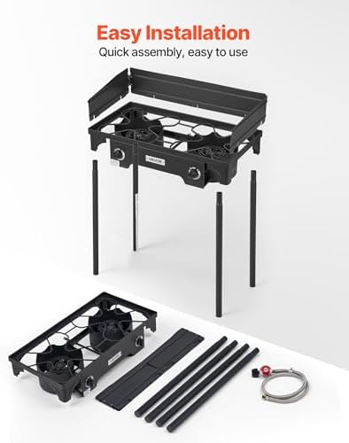 VEVOR 2 Burner Outdoor Propane Gas Stove, Propane LPG Gas Camping Stove,