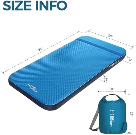 Lost Horizon Self-Inflating Foam Camping Mattress, Twin, 3" Thick