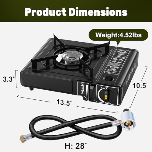 Dual Fuel Camping Stove 7800 BTU, Portable Propane Butane Burner