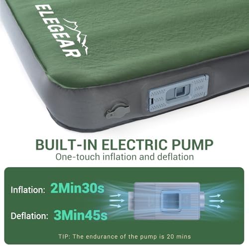 Elegear Air & Foam Camping Mattress 4" Built-in Electric Pump, Gueen Size
