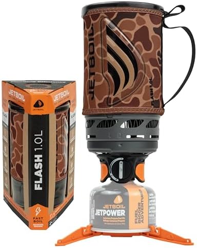 Jetboil Flash Portable Fast Boil Stove for Camping and Backpacking with 1-Step Auto Ignition, Propane/Isobutane Burner with Cooking Cup