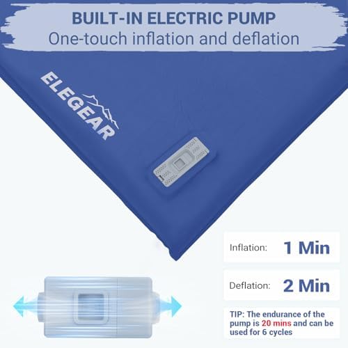 Elegear Self Inflating Sleeping Pad with Electric Pump Memory Foam 3.15"