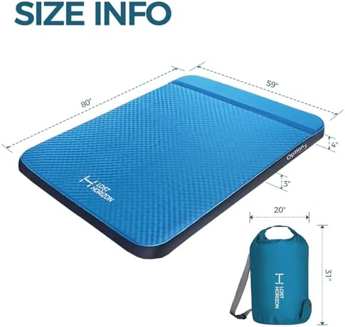 Lost Horizon Self-Inflating Foam Camping Mattress, Queen, 3" Thick