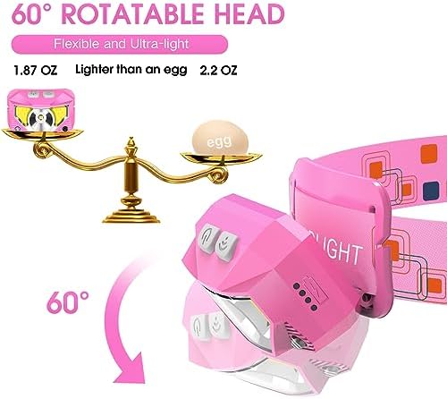LHKNL Headlamp Flashlight, Lumen Bright Head Lamps LED Rechargeable-Pink