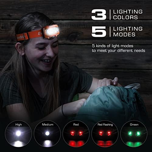 EverBrite Headlamp, 2 Pack Kids Headlamp with Red Light and Memory Function, Head Lamp for Adults and Kids with 5 Modes, Bright Headlamps for Camping, Running, Christmas Gifts, Batteries Included