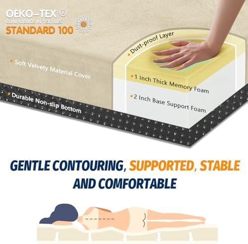 CYMULA Memory Foam Camping Mattress Pad, CertiPUR-US Sleeping Mat, Portable Roll Up Mattress for Adults, Camping Bed Pads for Sleepover, Car Bed with Travel Bag