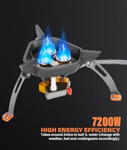 WADEO 7200W Windproof Camp Stove, Camping Gas Stove with Piezo Ignition