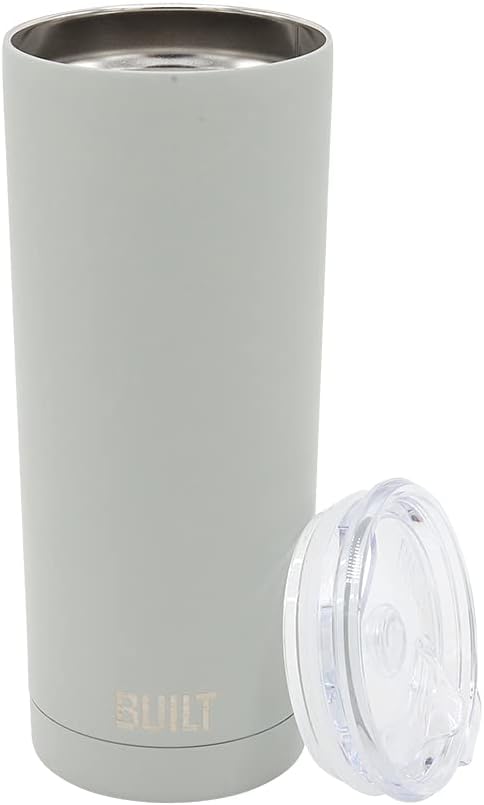 BUILT 20 Ounce Double Wall Vacuum Sealed Stainless Steel Coffee and Water Tumbler Easy to Clean Tritan Lid with Rotating Splash Guard, Storm Gray,5286360