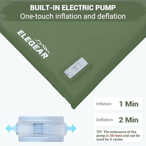 Elegear Self Inflating Sleeping Pad with Electric Pump Memory Foam 3.15"