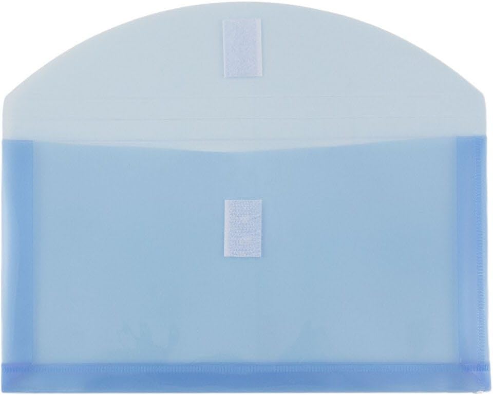 JAM PAPER Plastic Expansion Envelopes with Hook & Loop Closure - #10 Booklet Wallet - 5 1/4 x 10 with 1 Inch Expansion - Blue - 3/Pack